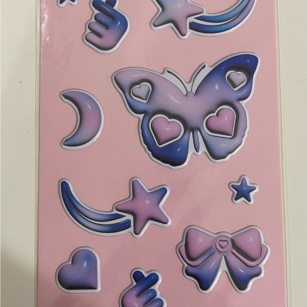 Purple and Pink Butterfly and Stars Stickers